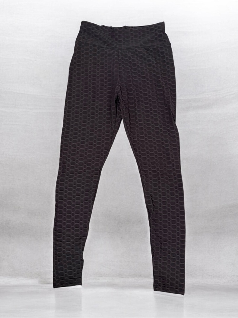 Brown Textured High-Waist Leggings